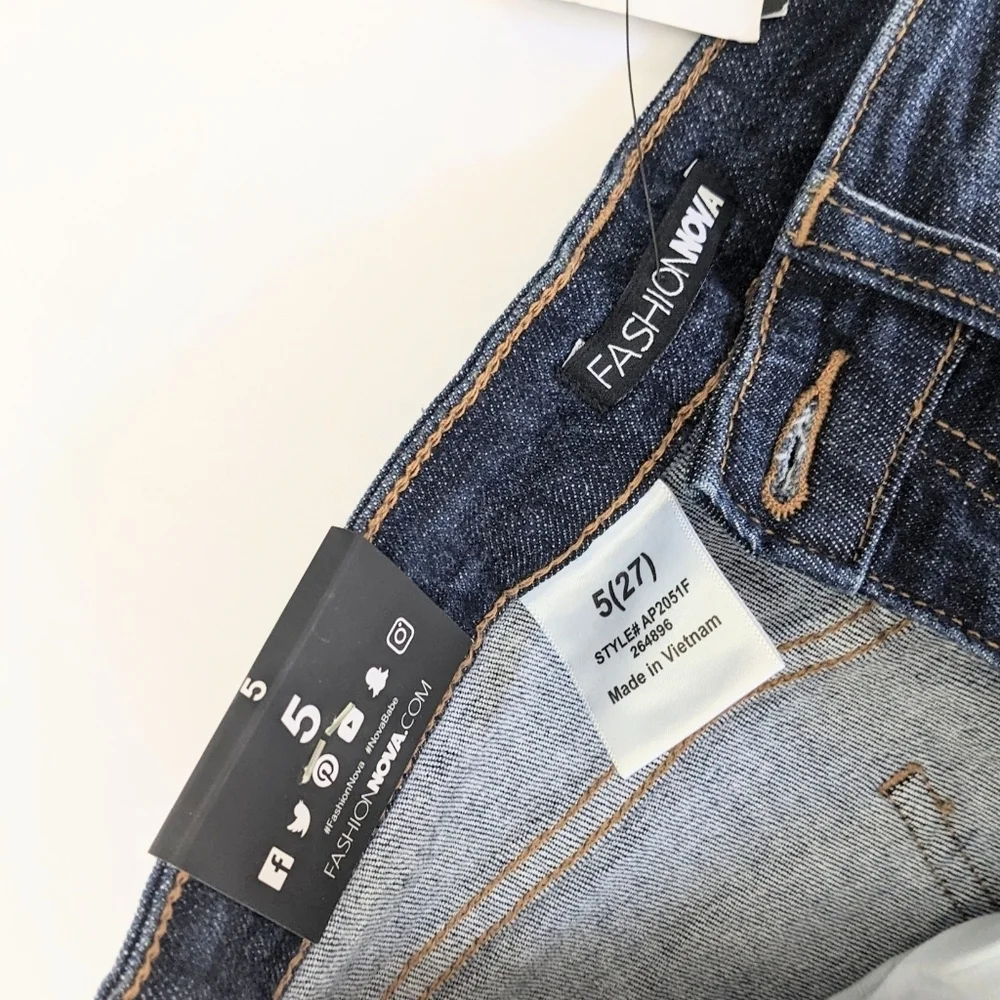Fashion Nova High Waisted Bell Bottom Distressed Jeans